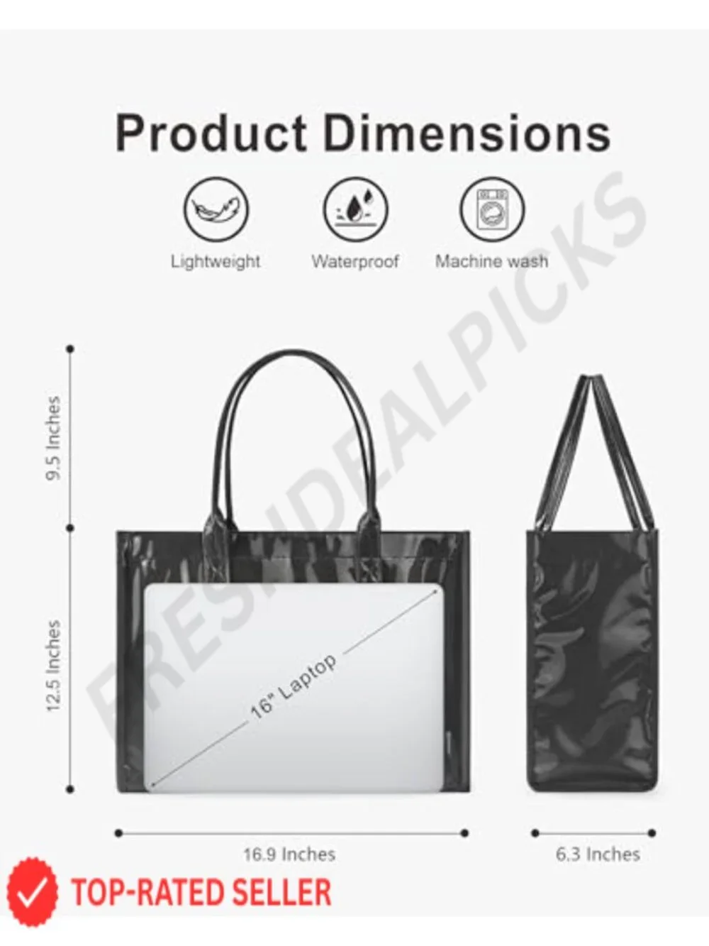PVC Kraft Paper Tote Bag for Women with Letter Print, Waterproof, Top Handle